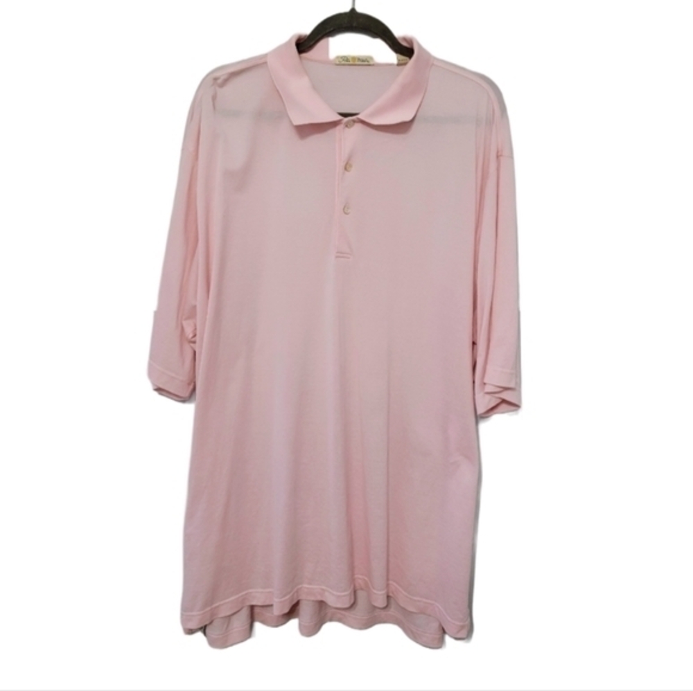 Peter Millar Short Sleeve Polo Collared Shirt 3 Button Light Pink, Size XL Golf‎